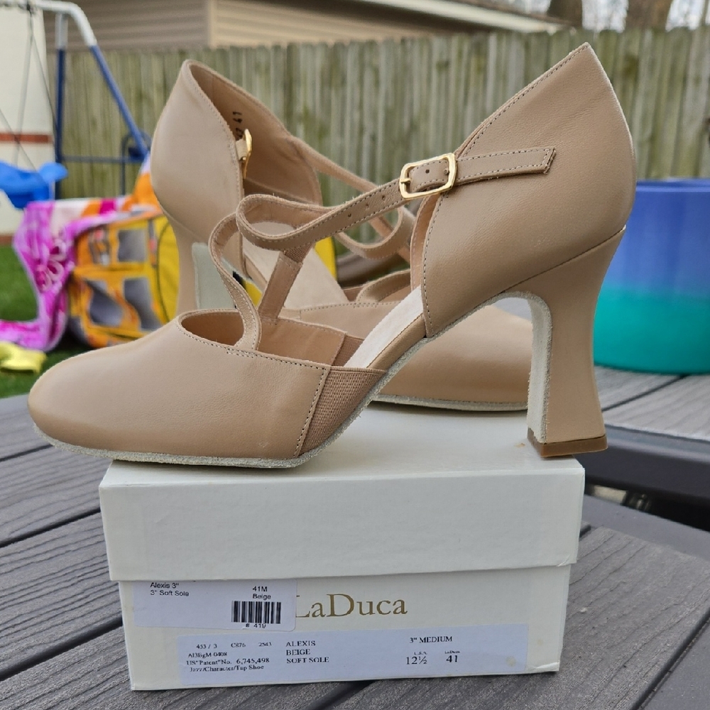 LaDuca Beige Strappy Mid Heel Pumps